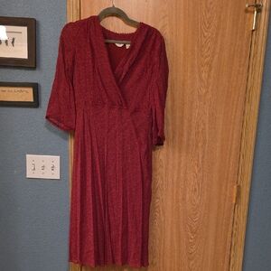 J. Jill Rich Red Long Sleeve Dress